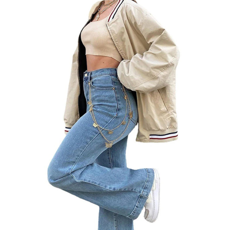 High Waist Flared Jeans for Women Bell Bottom Baggy Jeans Y2K Harajuku Streetwear Wide Leg Pants 2021 Fashion Ladies Trousers