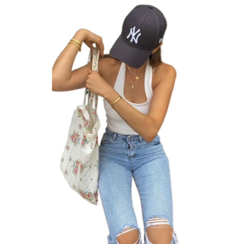 Women Ripped Flared Jeans High Waist Loose Denim Pants Lady Causal Bell Bottom Pants Vintage Streetwear Hole Wide Leg Trousers