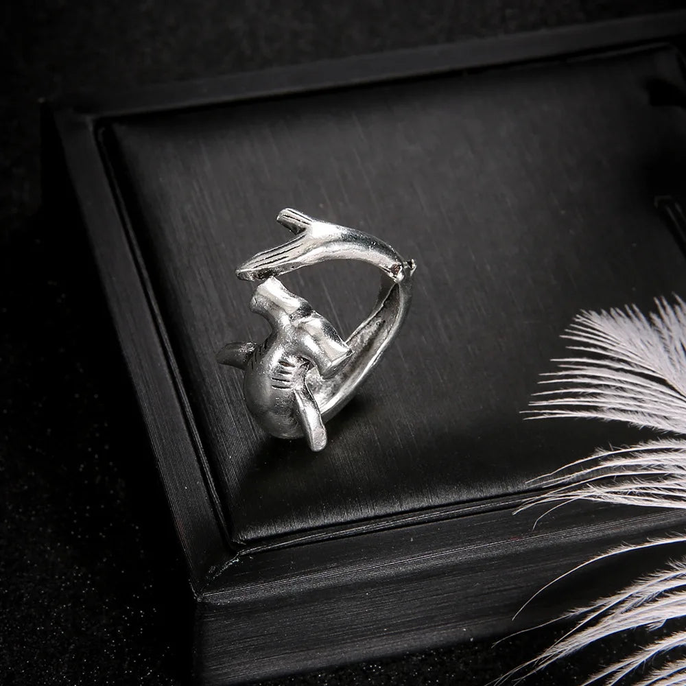 Shark Finger Ring Set 2Pcs Women Men Adjustable Opening Ring Simple Punk Style Metal Finger Rings Unisex Party Jewelry